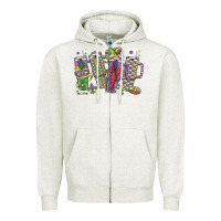 Oatmeal Heather mardi gras coffee Zipper Hoodie - MaliasSmallBusiness