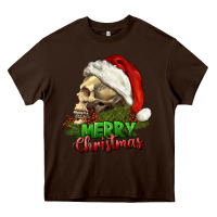 Chocolate Brown Merry Christmas Heavy Core Tee - RanaPortraitStore