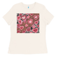 Bone valentines day hearts with leopard and cowhide Ladies Tee - RanaPortraitStore