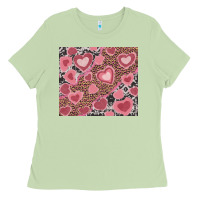 Matcha valentines day hearts with leopard and cowhide Ladies Tee - RanaPortraitStore