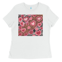 White valentines day hearts with leopard and cowhide Ladies Tee - RanaPortraitStore