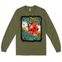 Army Green Western Just A Girl Who Loves Ladybug Long Sleeve Tee - LillyAllenDesigns
