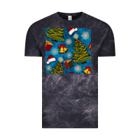 Cloud Black christmas trees and bells seamless pattern Vintage Tee - BundleAndBundleShop