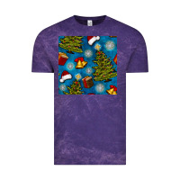 Cloud Purple christmas trees and bells seamless pattern Vintage Tee - BundleAndBundleShop