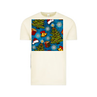 Vintage Arctic christmas trees and bells seamless pattern Vintage Tee - BundleAndBundleShop
