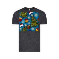 Vintage Black christmas trees and bells seamless pattern Vintage Tee - BundleAndBundleShop