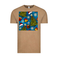 Vintage Coffee christmas trees and bells seamless pattern Vintage Tee - BundleAndBundleShop