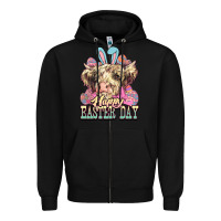 Black Easter Day Cow Zipper Hoodie - NancyCooperArtShop