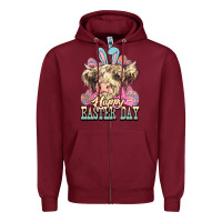 Burgundy Easter Day Cow Zipper Hoodie - NancyCooperArtShop