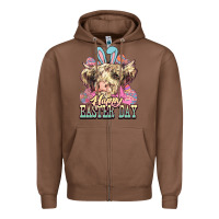 Chestnut Easter Day Cow Zipper Hoodie - NancyCooperArtShop
