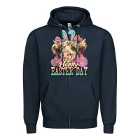 Navy Easter Day Cow Zipper Hoodie - NancyCooperArtShop