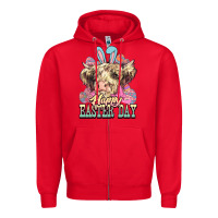 Red Easter Day Cow Zipper Hoodie - NancyCooperArtShop