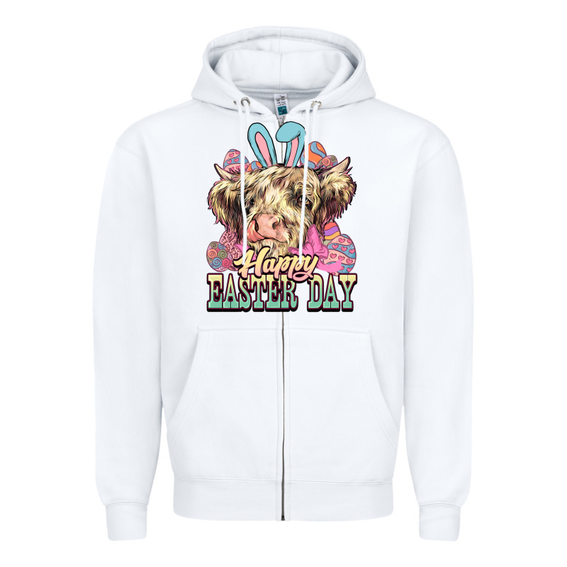 Easter Day Cow Zipper Hoodie by NancyCooperArtShop | Teevron