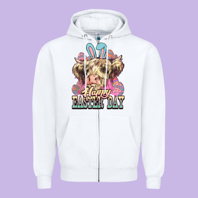 Easter Day Cow Zipper Hoodie Designed By Nancycooperartshop