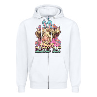 White Easter Day Cow Zipper Hoodie - NancyCooperArtShop