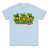 Dusty Blue st patricks day gnomes shamrock gold rainbow Classic Tee - Artiststas