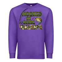 Purple fish lures hooked on being grandpa Premium Sweatshirt - Artiststas