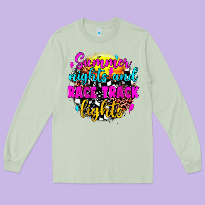 Summer Nights And Race Track Lights Long Sleeve Tee Designed By Jahusdesignshop