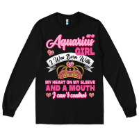 Black As a Aquarius Girl I was Born with My Heart on my Sleeve and a mouth Long Sleeve Tee - Jasminsmagicworld