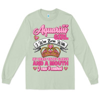 Matcha As a Aquarius Girl I was Born with My Heart on my Sleeve and a mouth Long Sleeve Tee - Jasminsmagicworld