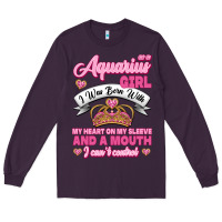 Plum As a Aquarius Girl I was Born with My Heart on my Sleeve and a mouth Long Sleeve Tee - Jasminsmagicworld