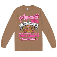 Toasted Coconut As a Aquarius Girl I was Born with My Heart on my Sleeve and a mouth Long Sleeve Tee - Jasminsmagicworld