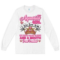 White As a Aquarius Girl I was Born with My Heart on my Sleeve and a mouth Long Sleeve Tee - Jasminsmagicworld