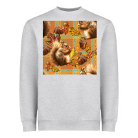Heather Grey fall squirrel and plaid seamless Heavyweight Sweatshirt - BundleAndBundleShop