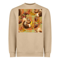 Fall Squirrel And Plaid Seamless Heavyweight Sweatshirt | Teevron