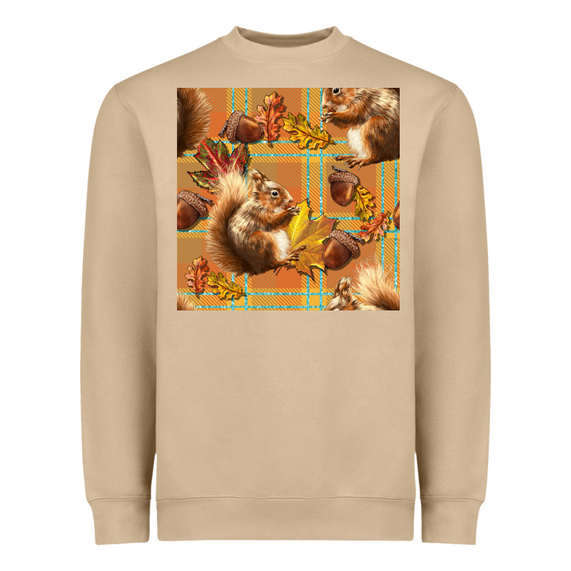 Fall Squirrel And Plaid Seamless Heavyweight Sweatshirt by BundleAndBundleShop | Teevron
