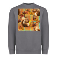 Storm fall squirrel and plaid seamless Heavyweight Sweatshirt - BundleAndBundleShop