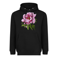 Black Peony Flower Illustrations Heavyweight Hoodie - LillyAllenDesigns