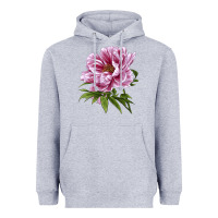 Heather Grey Peony Flower Illustrations Heavyweight Hoodie - LillyAllenDesigns