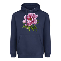 Navy Peony Flower Illustrations Heavyweight Hoodie - LillyAllenDesigns
