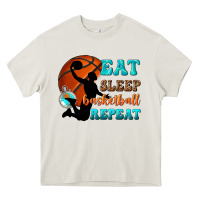 Cream eat sleep basketball repeat Heavy Core Tee - texasbilliewilder