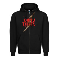 Black dirty thirty lightning bolt Zipper Hoodie - MaliasSmallBusiness