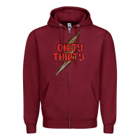 Burgundy dirty thirty lightning bolt Zipper Hoodie - MaliasSmallBusiness