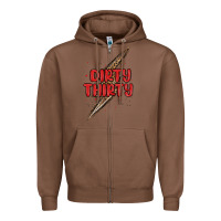 Chestnut dirty thirty lightning bolt Zipper Hoodie - MaliasSmallBusiness