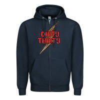 Navy dirty thirty lightning bolt Zipper Hoodie - MaliasSmallBusiness