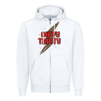 White dirty thirty lightning bolt Zipper Hoodie - MaliasSmallBusiness