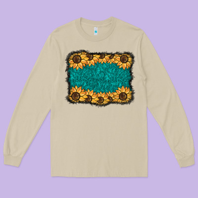 Sunflower Background Long Sleeve Tee Designed By Barkaloodesign