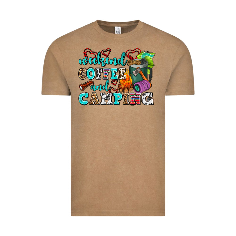 Weekend Coffee And Camping Vintage Tee by AdoDesignShop | Teevron