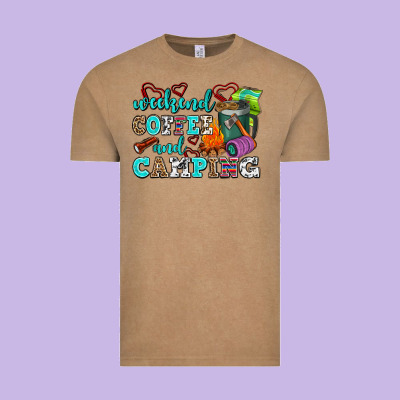 Weekend Coffee And Camping Vintage Tee Designed By Adodesignshop