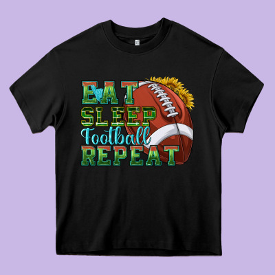 Eat Sleep Football Repeat Heavy Core Tee Designed By Texasbilliewilder