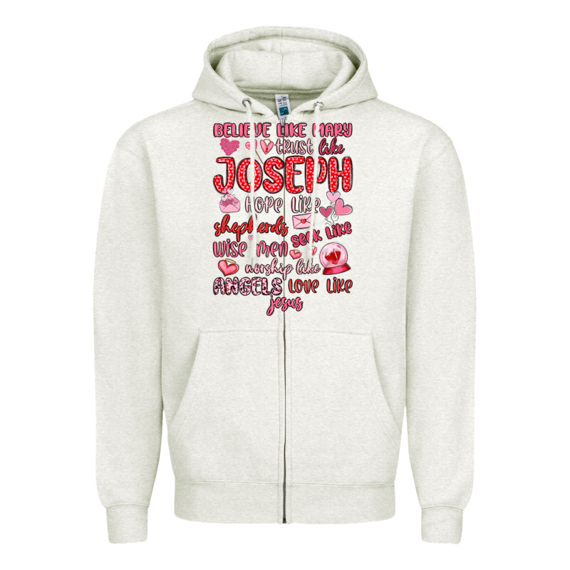 Believe Like Mary Trust Like Joseph Valentine S Da Zipper Hoodie by MaliasSmallBusiness | Teevron