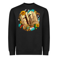 Black cross with bible and sunflowers Heavyweight Sweatshirt - AdoDesignShop