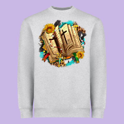Cross With Bible And Sunflowers Heavyweight Sweatshirt Designed By Adodesignshop