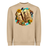 Mushroom cross with bible and sunflowers Heavyweight Sweatshirt - AdoDesignShop