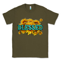 Army Green glitter blessed with sunflowers Classic Tee - AdoDesignShop