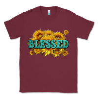 Burgundy glitter blessed with sunflowers Classic Tee - AdoDesignShop